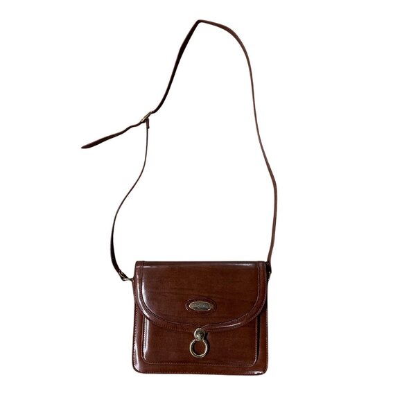 Vintage Purse Shoulder Bag Crossbody 1990s Marchino Toggle Brown Gold Toned Y2K - Picture 4 of 13